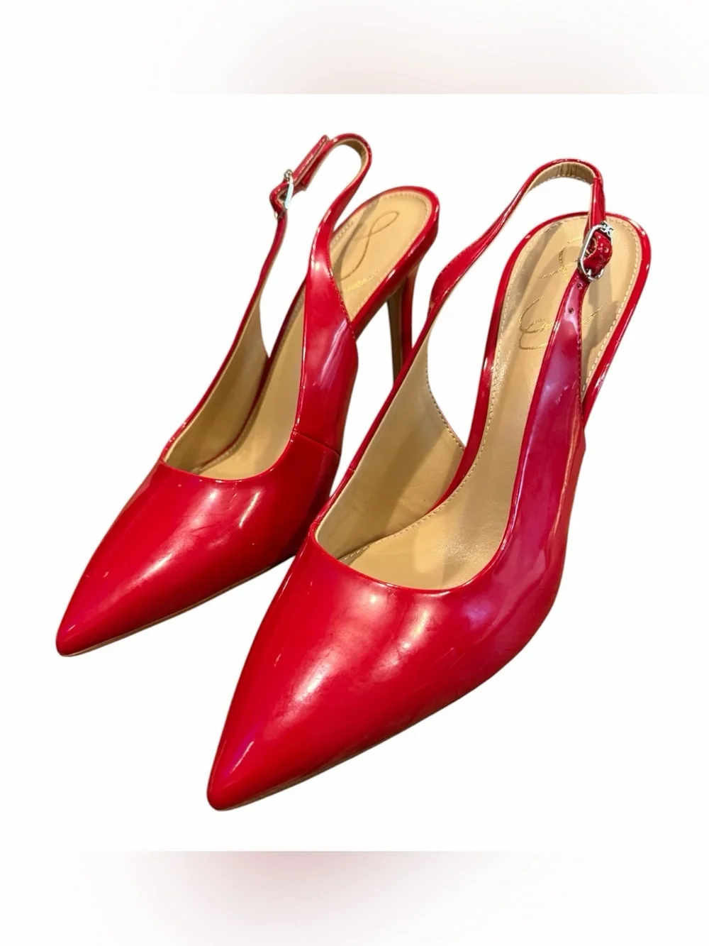 Sam Edelman Red Patent Slingback Pointed-Toe Heels